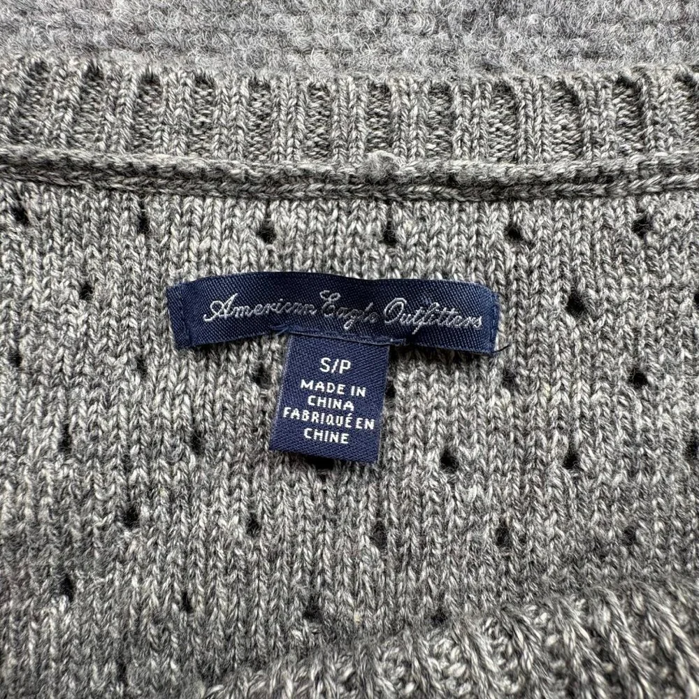 American Eagle Sweater Womens PS Gray Open Knit Beach Goth‎ Grunge Whimsigoth